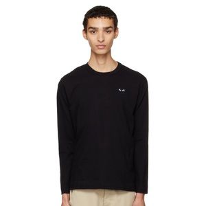 CDG PLAY black long sleeve embroidered logo shirt